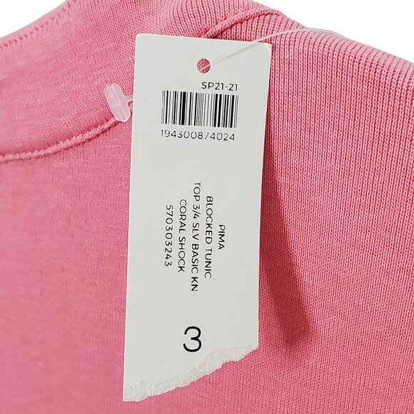 Chico's 2 Size XL Top Ultimate Tee Blocked Tunic Pima Cotton Knit Relaxed NWT - Picture 5 of 11